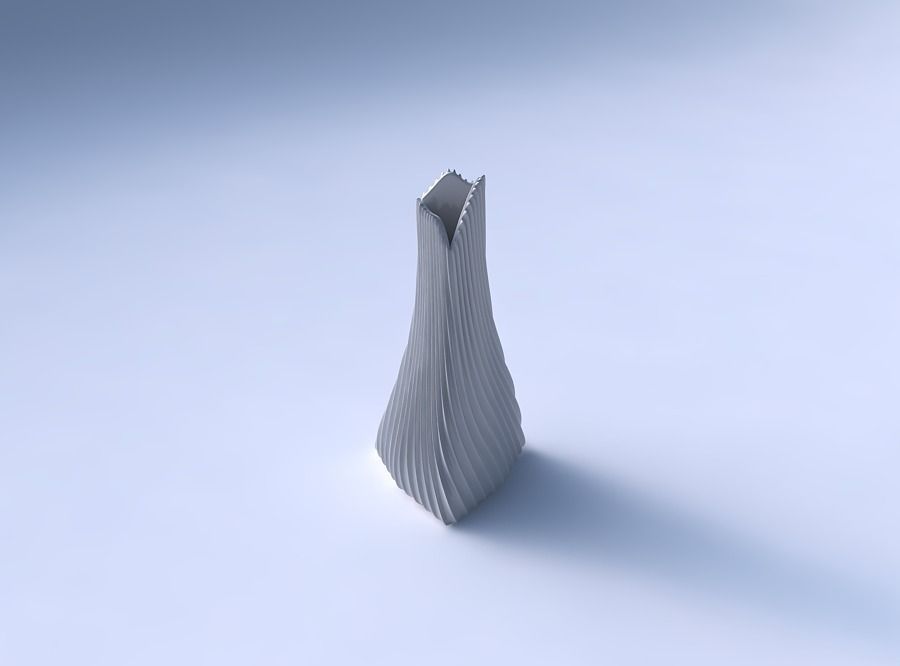 Vase grounded tilted triangle with extruded vertical lines 2 3D print model_3