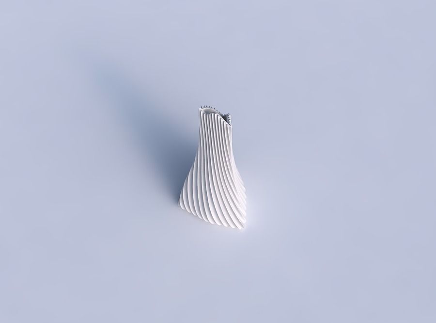 Vase grounded tilted triangle with extruded vertical lines 2 3D print model_1