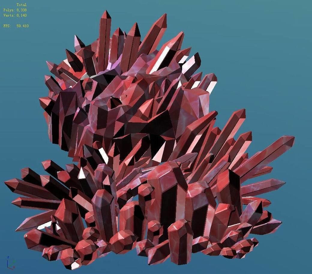 Red - Gain Crystal 01 3D model_2