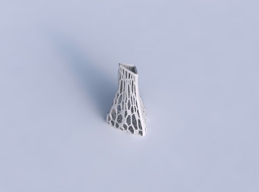 Vase grounded tilted triangle with faceted organic lattice 3D print model_1