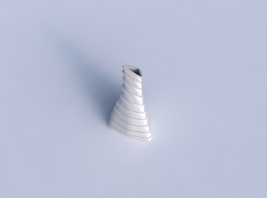 Vase grounded tilted triangle with horizontal dents and twist... 3D print model_1