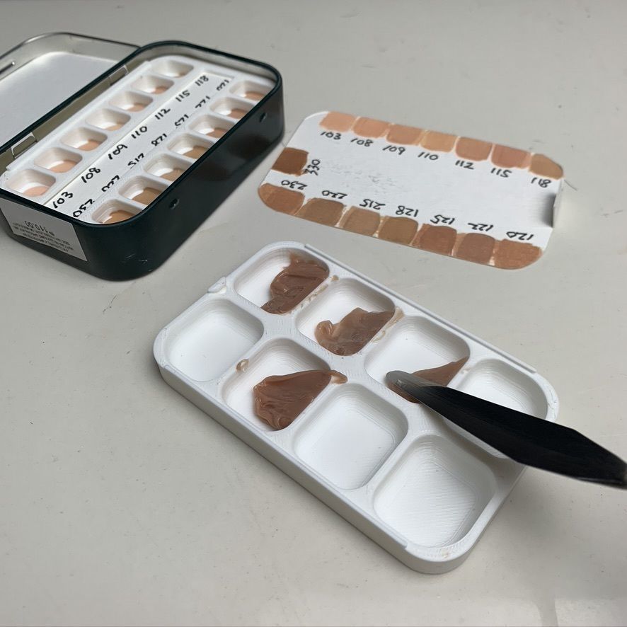 Watercolor palette 14 and 8 dishes set fit in Mint Can 3D print model_2