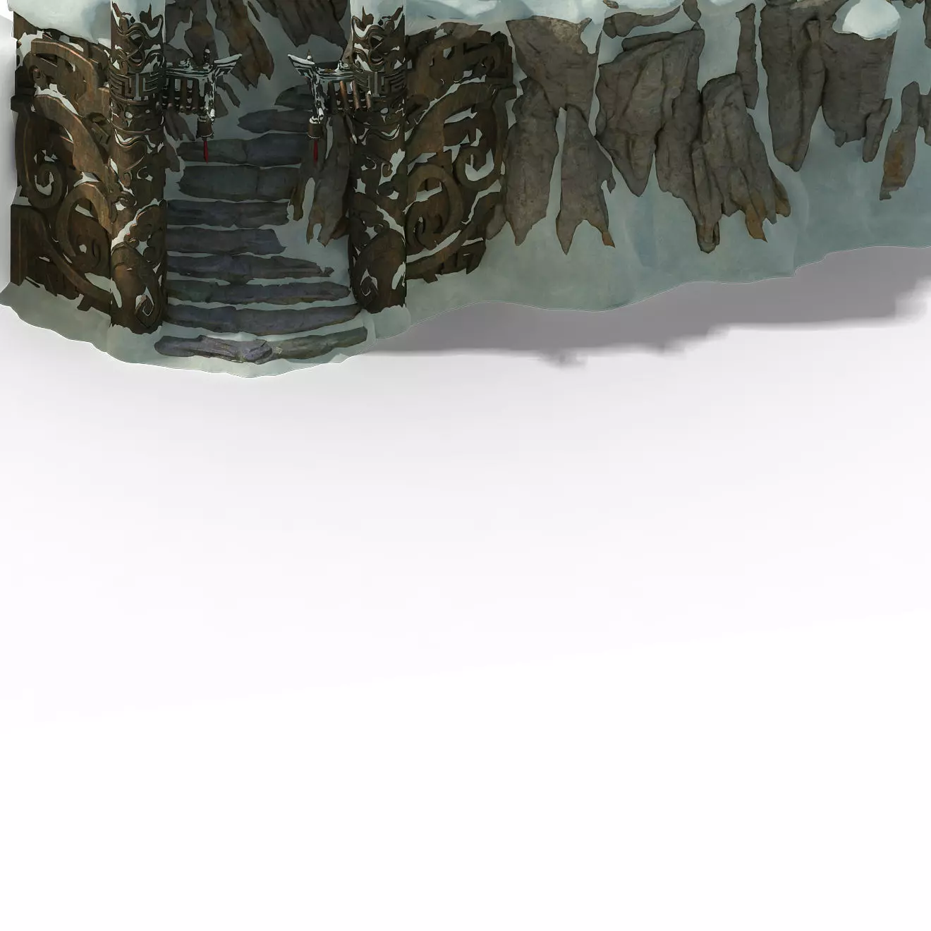 Huashan mountain road - ice and snow mountain entrance totem 3D model_0