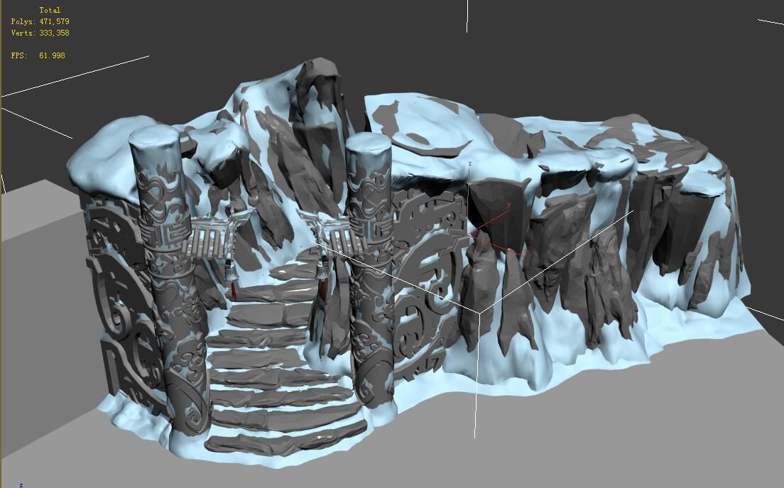 Huashan mountain road - ice and snow mountain entrance totem 3D model_6