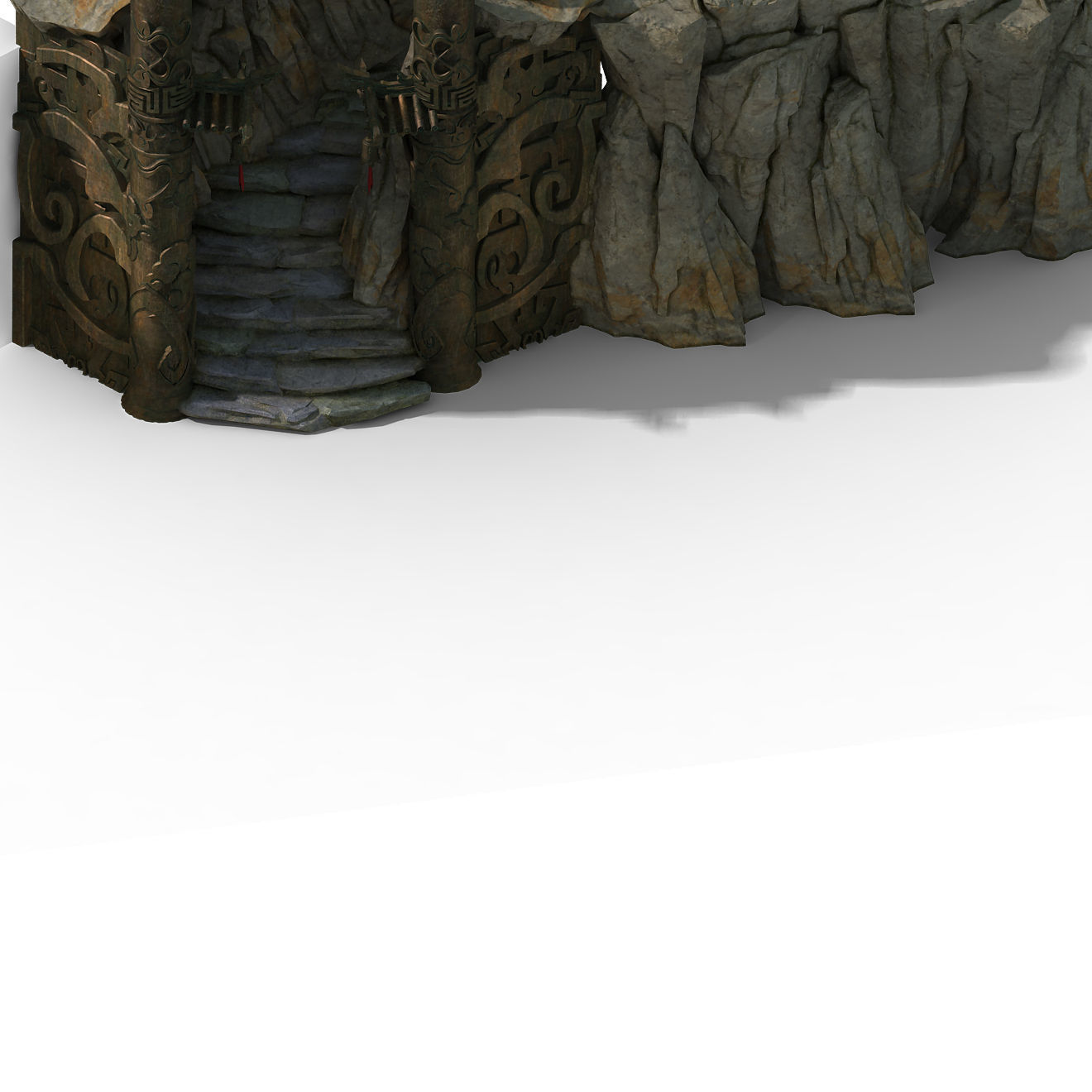 Huashan mountain road - ice and snow mountain entrance totem 3D model_1