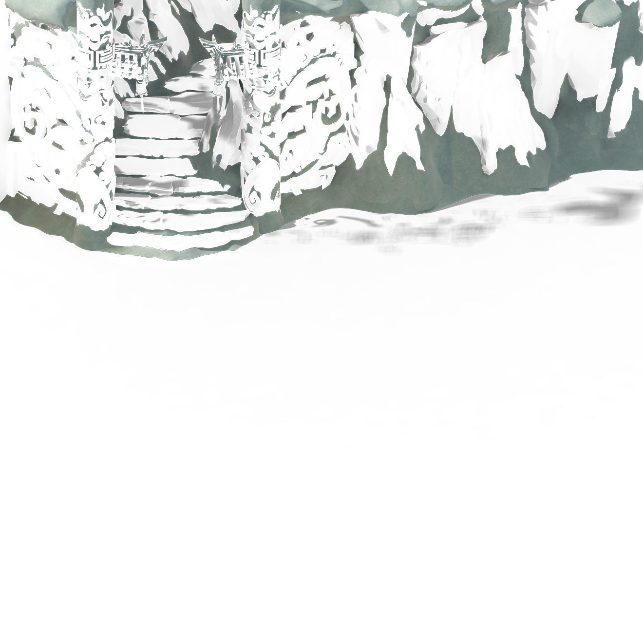 Huashan mountain road - ice and snow mountain entrance totem 3D model_2