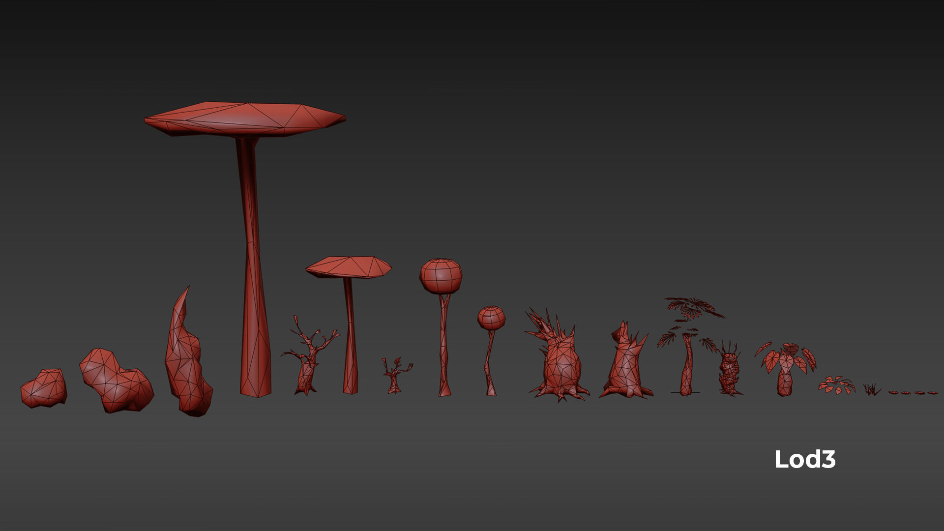 Alien Planet Fantasy Environment - Swamp Plants Low-poly 3D model_32