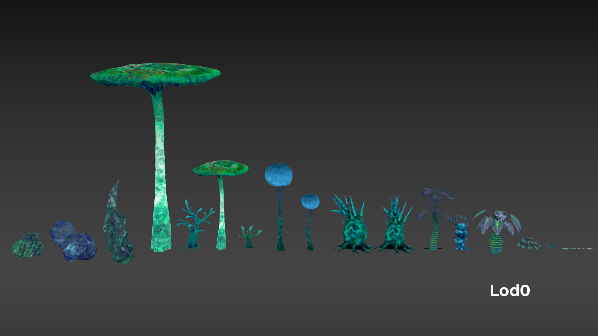 Alien Planet Fantasy Environment - Swamp Plants Low-poly 3D model_28