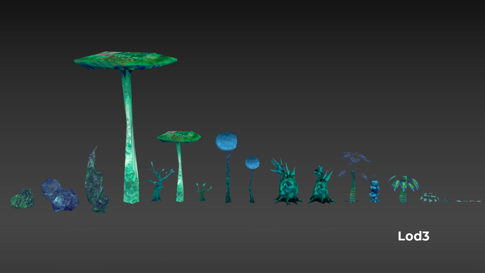 Alien Planet Fantasy Environment - Swamp Plants Low-poly 3D model_31