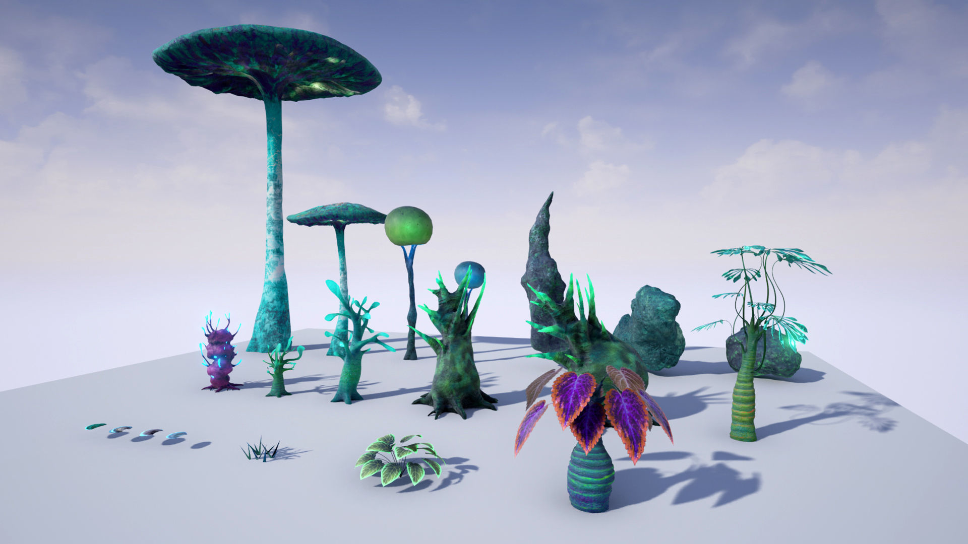 Alien Planet Fantasy Environment - Swamp Plants Low-poly 3D model_21
