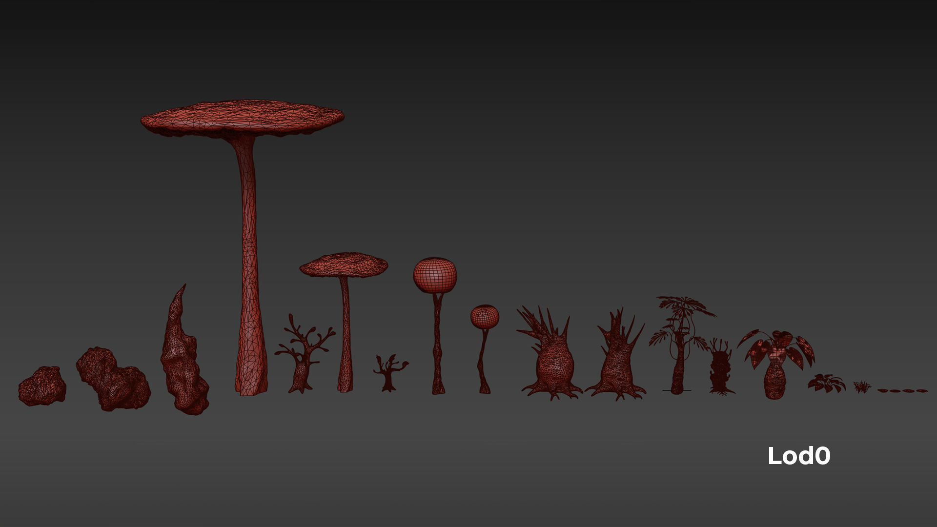 Alien Planet Fantasy Environment - Swamp Plants Low-poly 3D model_30