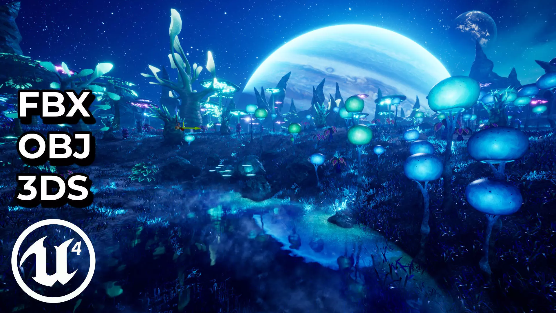 Alien Planet Fantasy Environment - Swamp Plants Low-poly 3D model_0