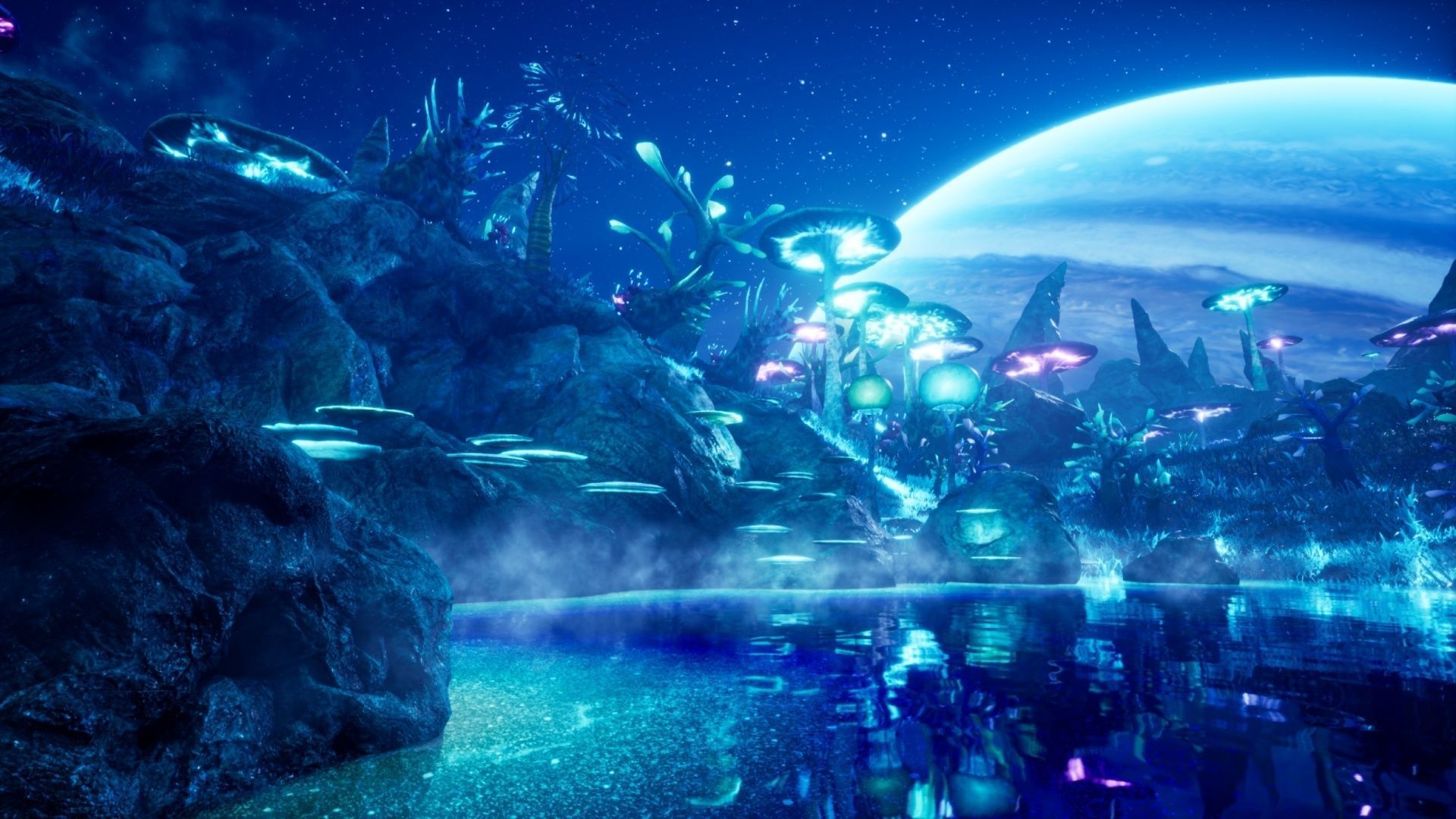 Alien Planet Fantasy Environment - Swamp Plants Low-poly 3D model_5