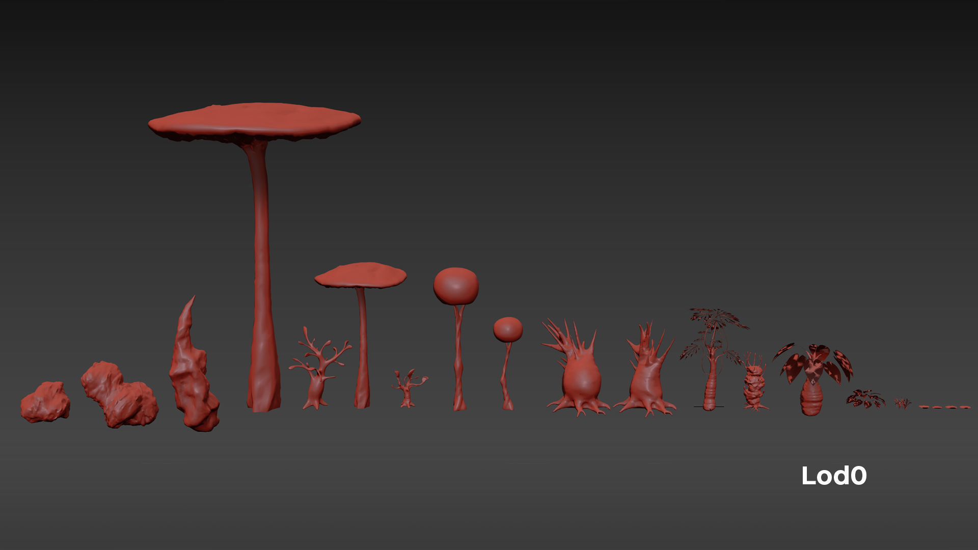 Alien Planet Fantasy Environment - Swamp Plants Low-poly 3D model_29