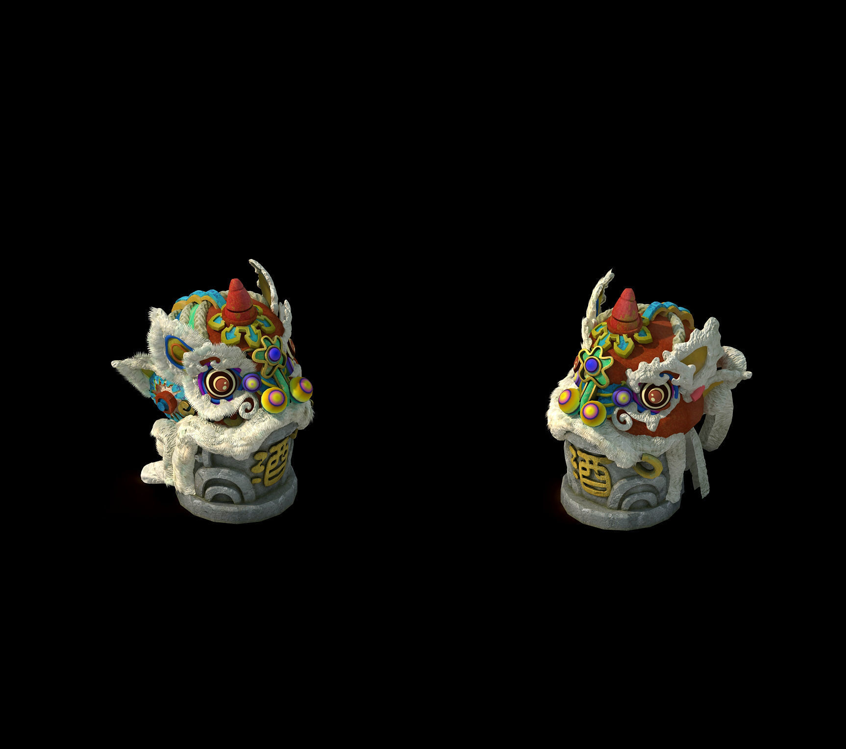 Jiaxing City - lion head stone 3D model_1