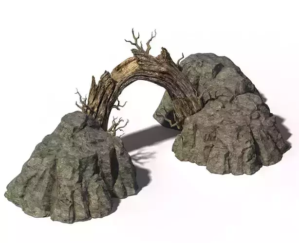 Architecture - grassland mountain dead tree 3D model