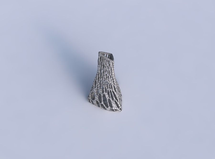 Vase grounded tilted triangle with twisted organic lattice 3D print model_6