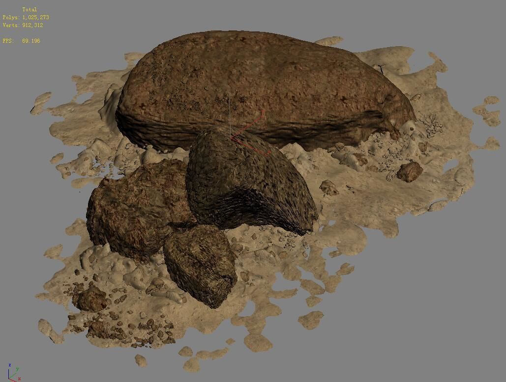 Barracks - Desert Stones - Gravel 01 3D model_3