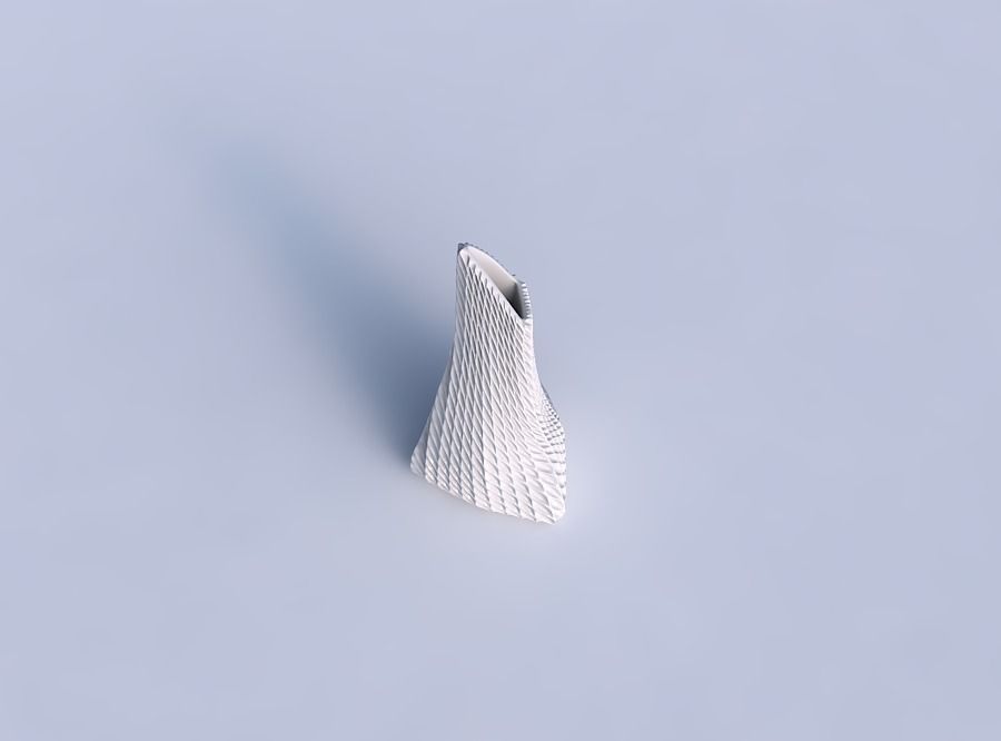 Vase grounded tipping triangle with bent extruded lines 3D print model_1