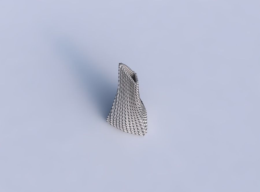 Vase grounded tipping triangle with bent extruded lines 3D print model_6