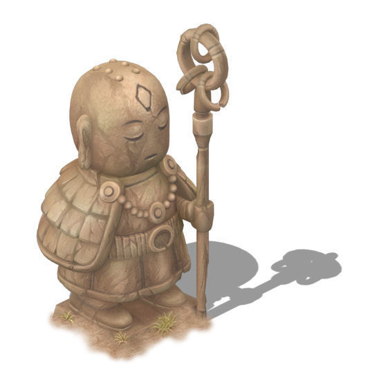 Cartoon version - ascetic monk statue 02 3D model_3