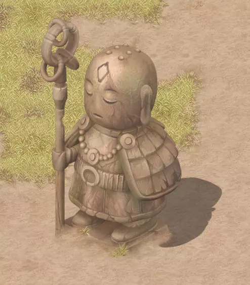 Cartoon version - ascetic monk statue 02 3D model_0