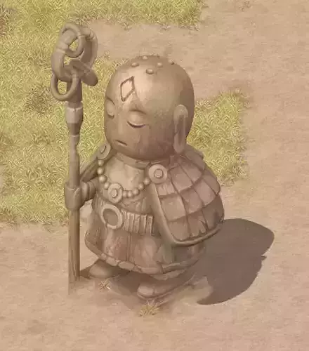 Cartoon version - ascetic monk statue 02