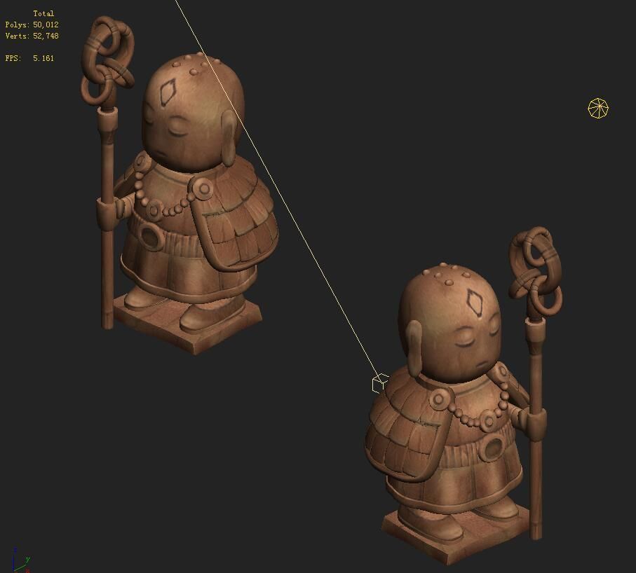 Cartoon version - ascetic monk statue 02 3D model_4