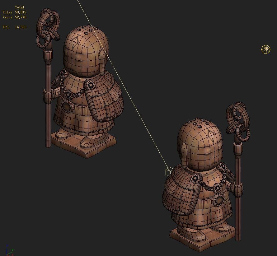 Cartoon version - ascetic monk statue 02 3D model_5