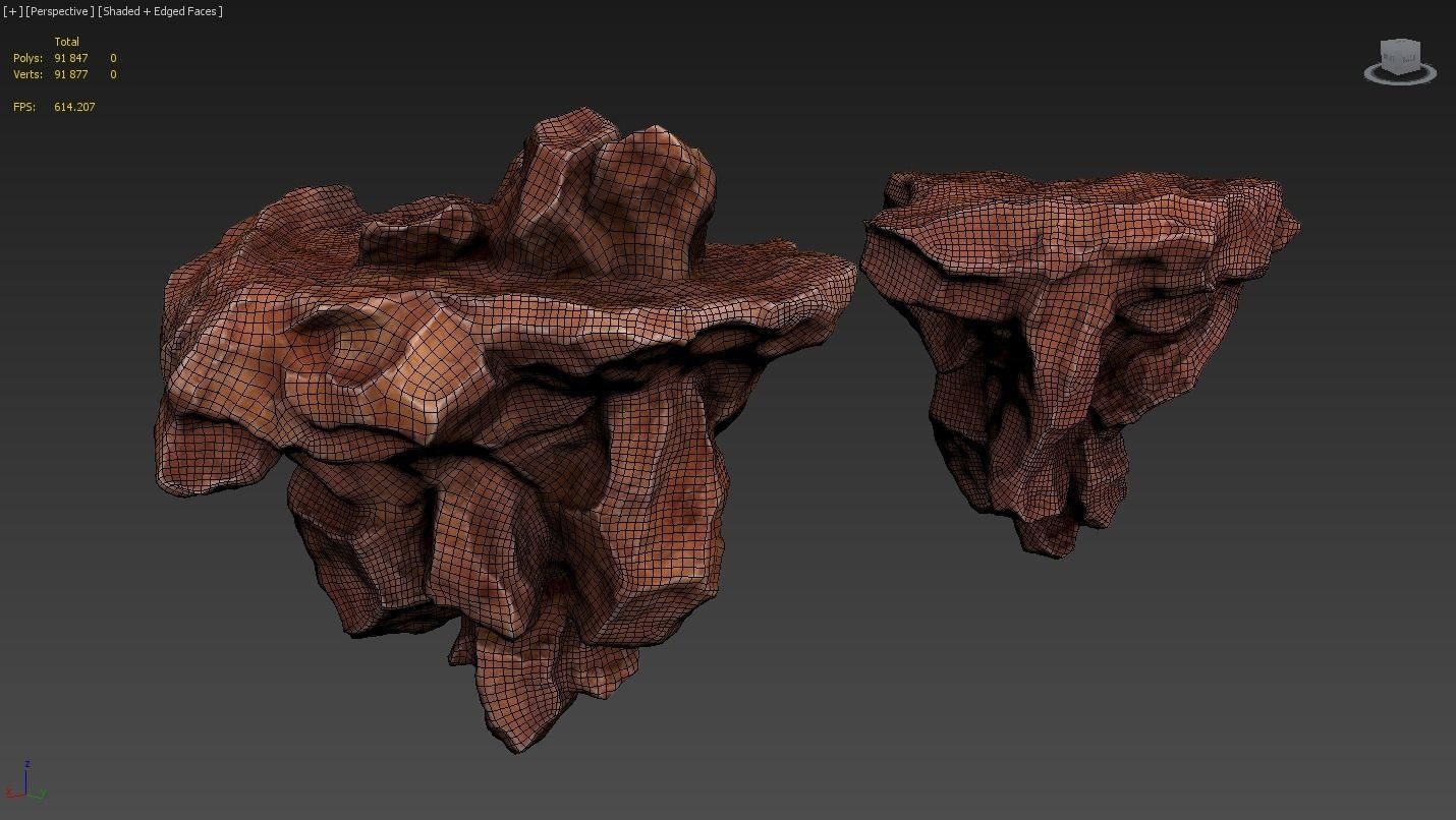Flying rocks pack and Bonus HDRI map Low-poly 3D model_10