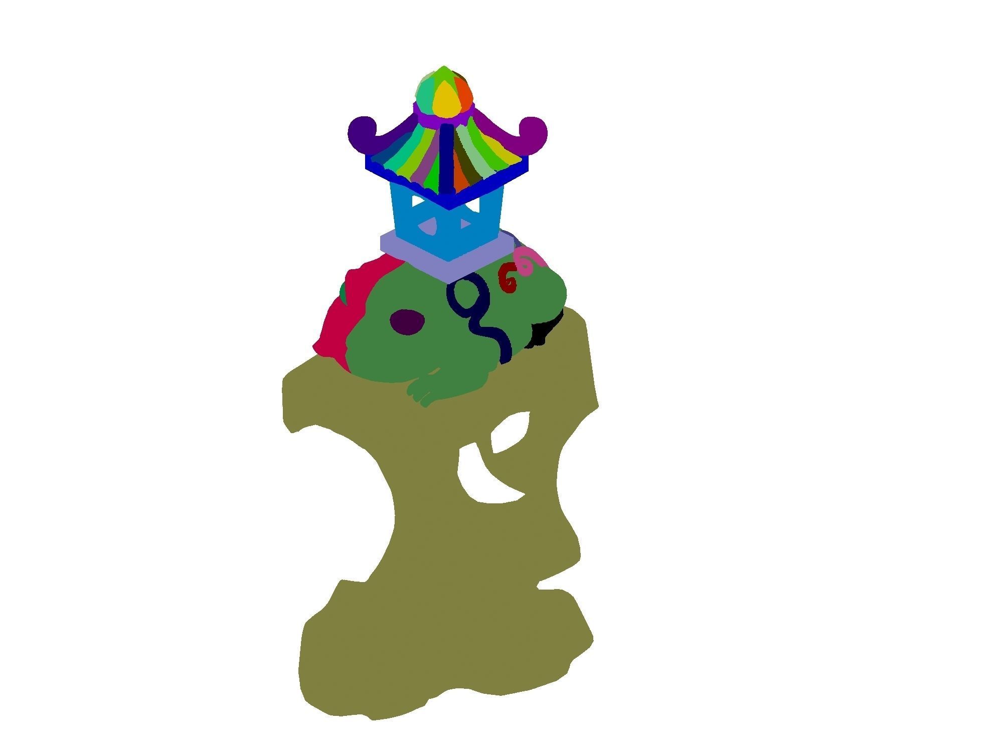 Cartoon city - lake decoration stone carving 3D model_1