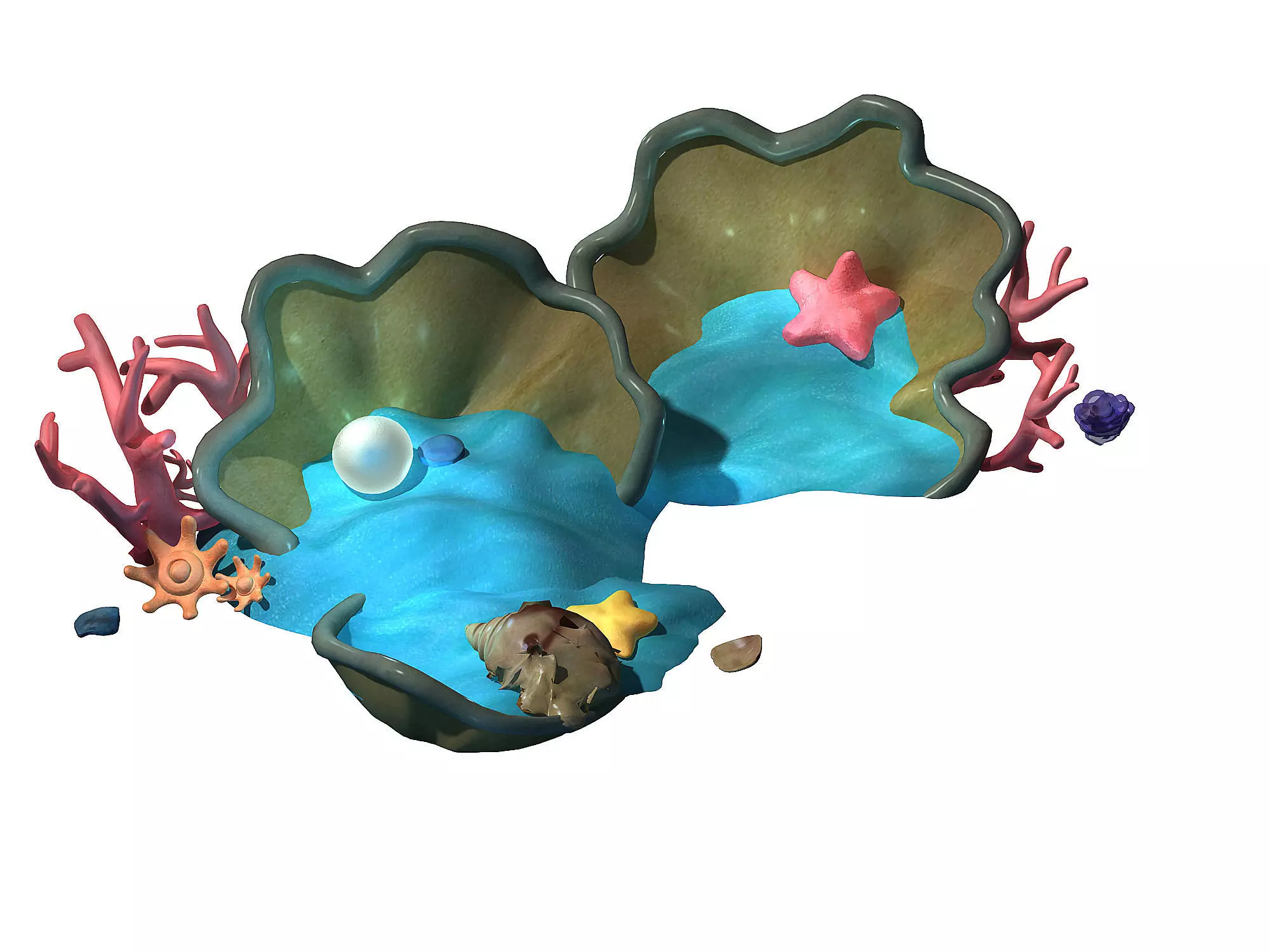 Cartoon Underwater City - Shell 04 3D model_0