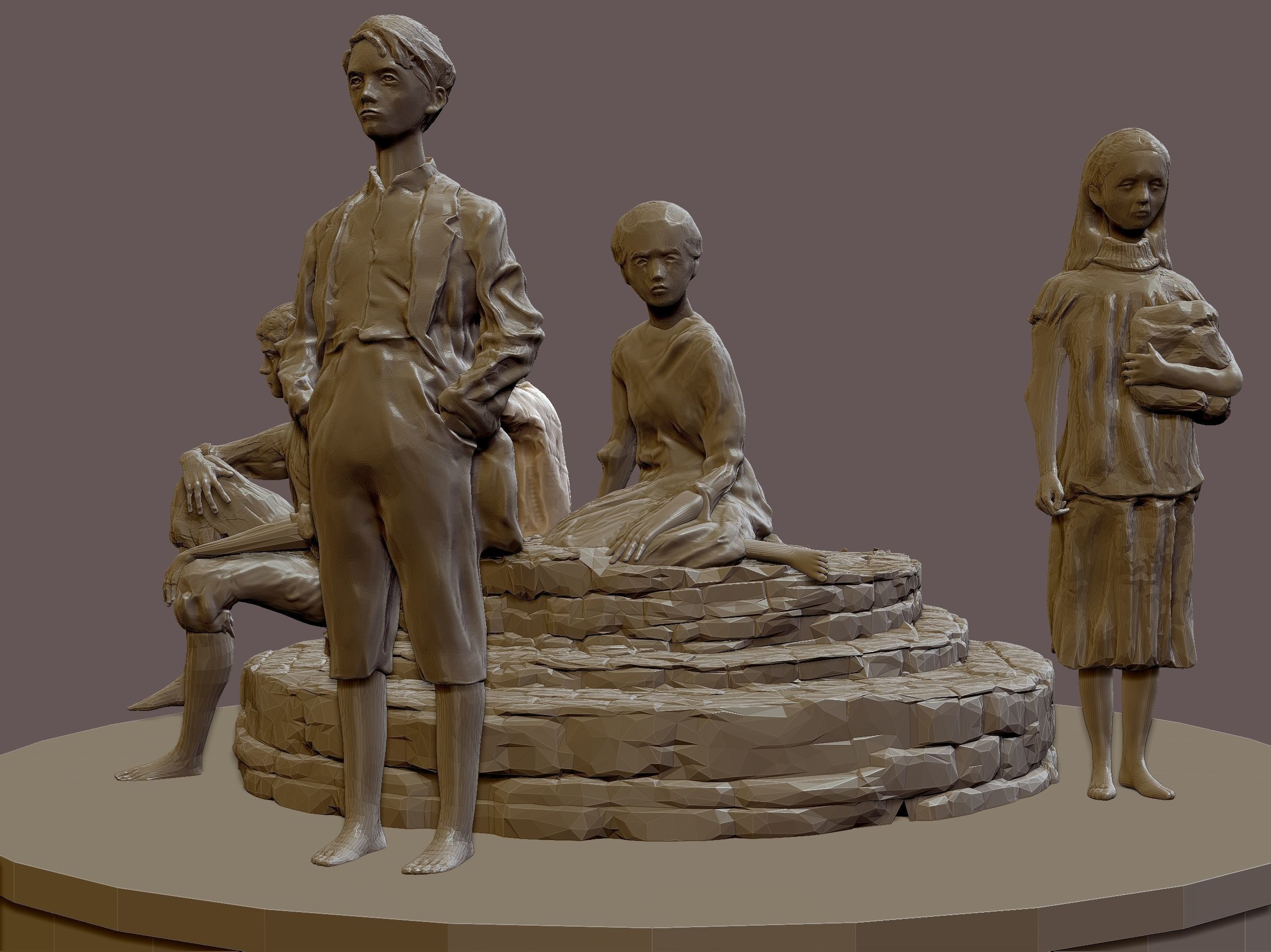 Market-Square-Letterkenny statue of people 3D model_2