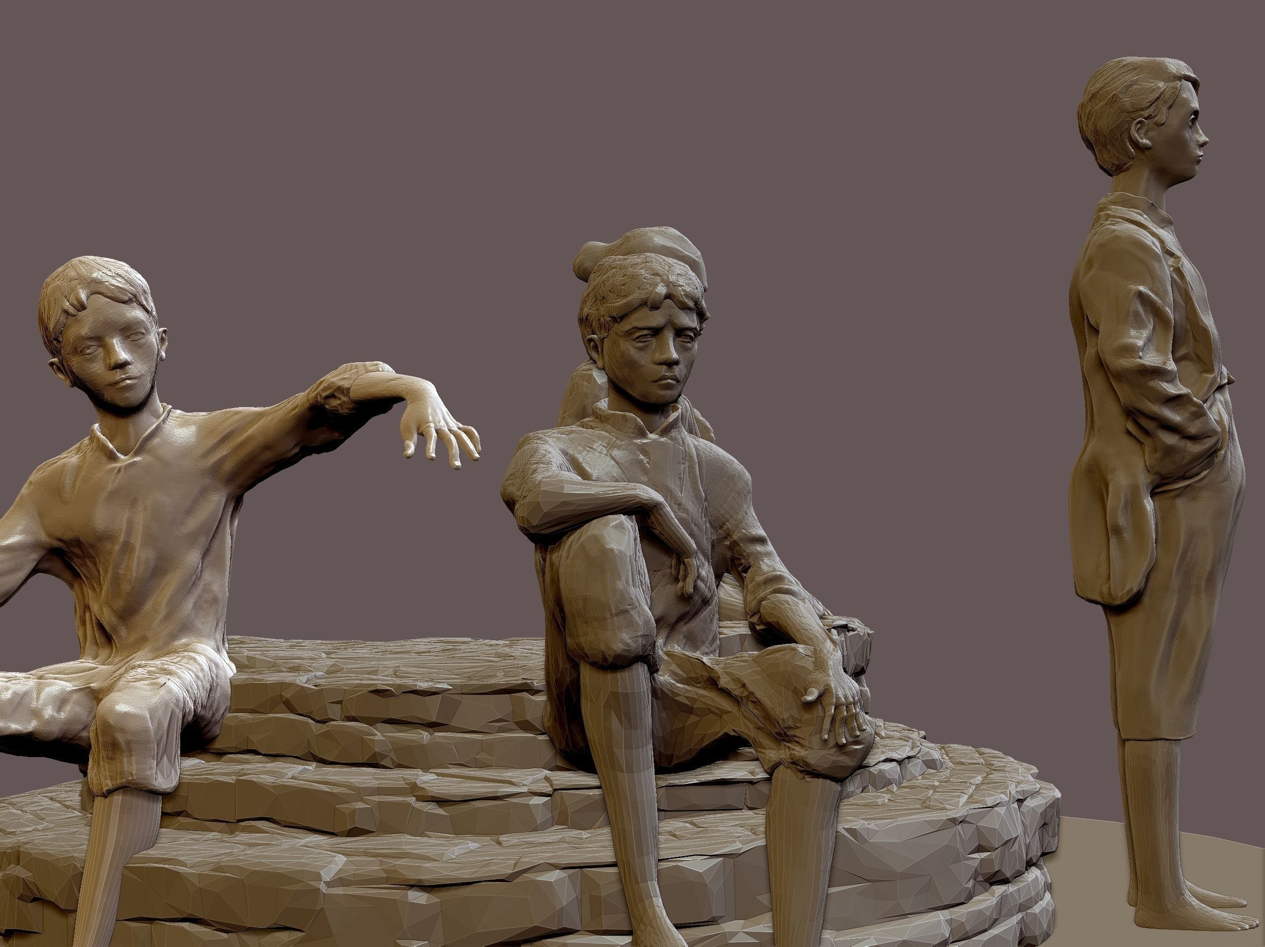 Market-Square-Letterkenny statue of people 3D model_5