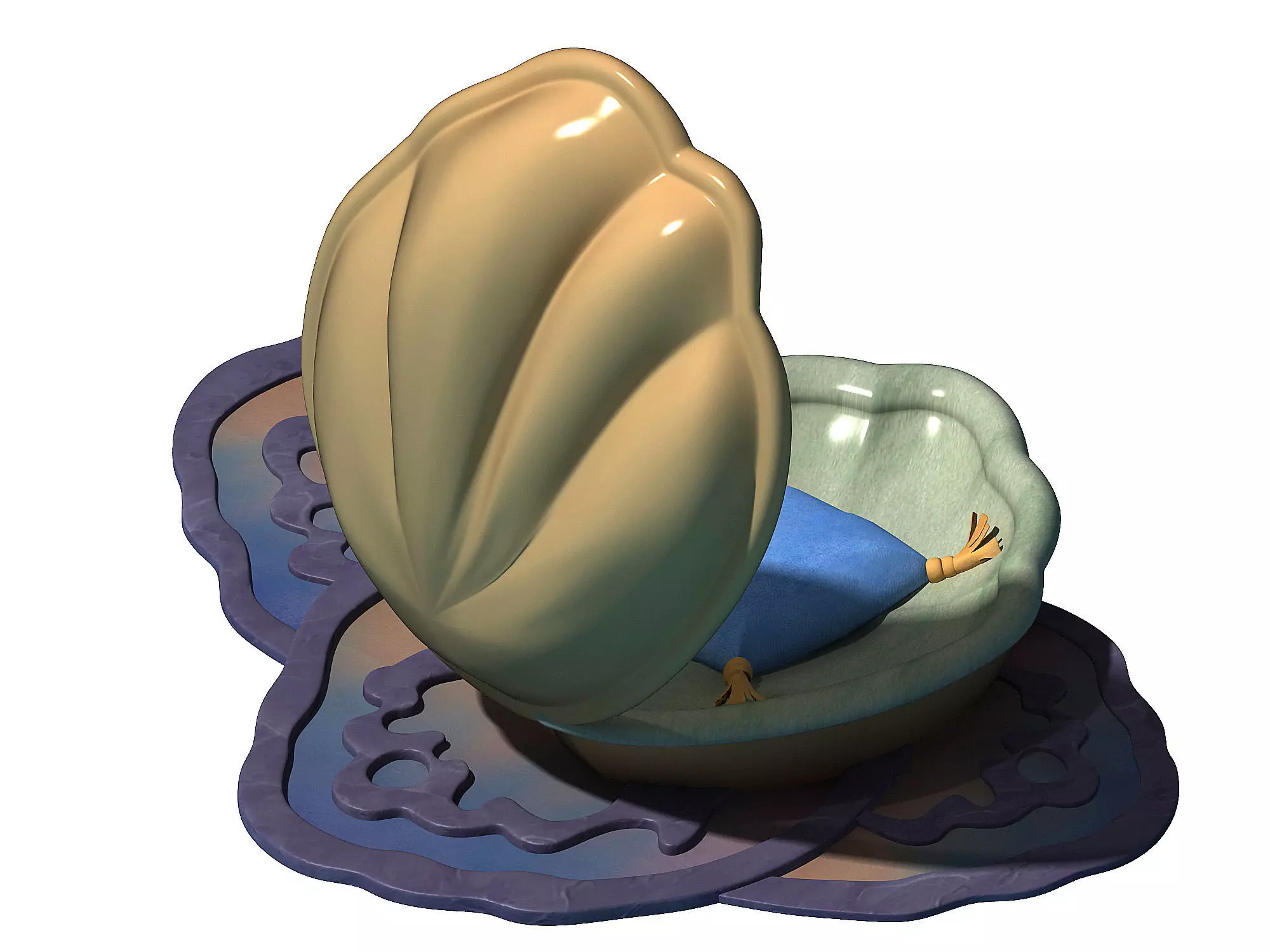 Cartoon submarine city - shell bed 3D model_0