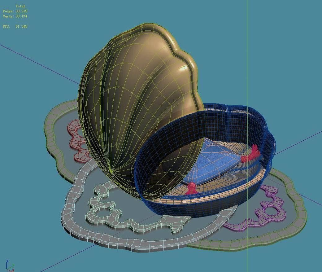 Cartoon submarine city - shell bed 3D model_3