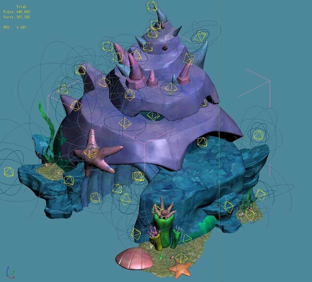 Cartoon submarine city - shell door 01 3D model_3