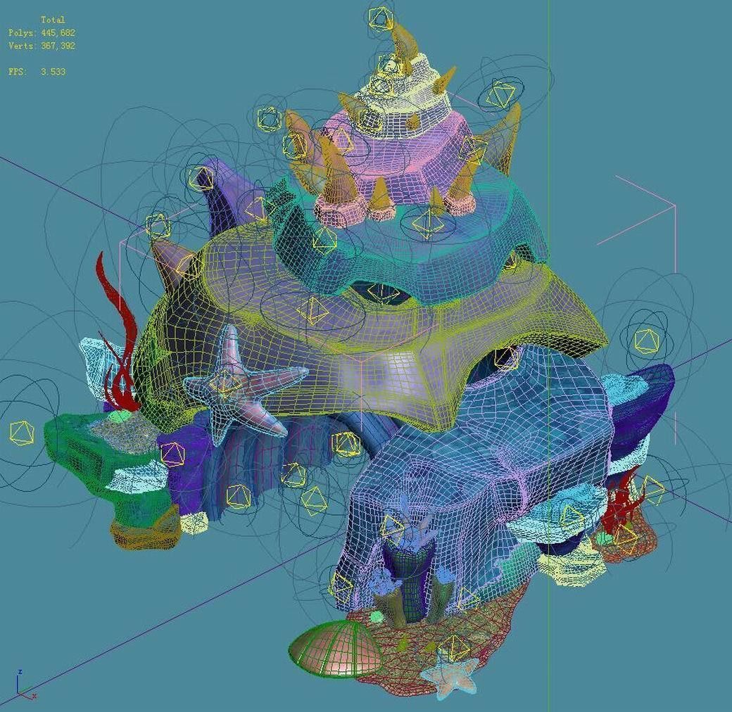 Cartoon submarine city - shell door 01 3D model_1