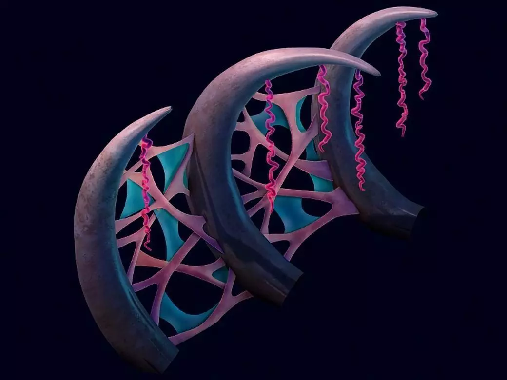 Cartoon submarine city - with ribbed bones 3D model_0