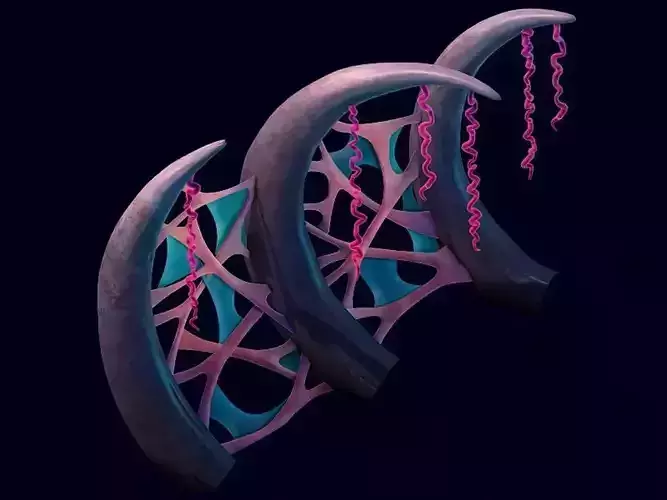 Cartoon submarine city - with ribbed bones