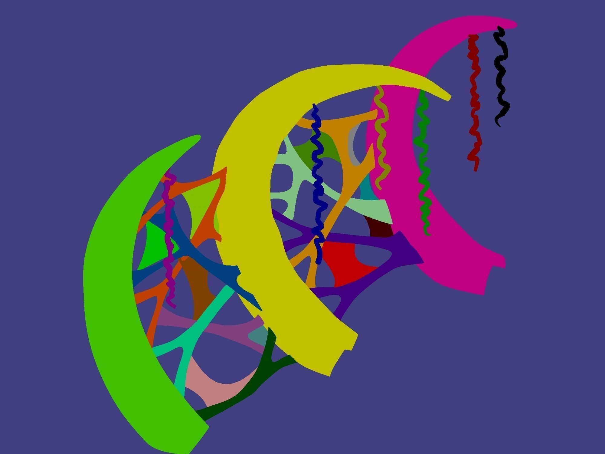 Cartoon submarine city - with ribbed bones 3D model_1