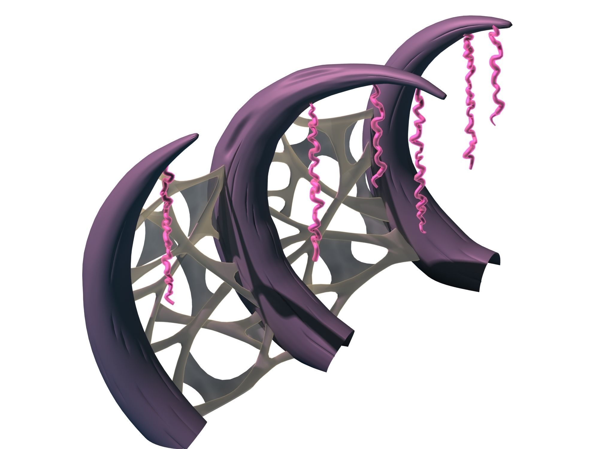 Cartoon submarine city - with ribbed bones 3D model_2