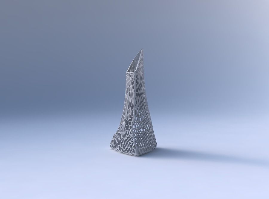 Vase grounded tipping triangle with dense twisted organic lat... 3D print model_4