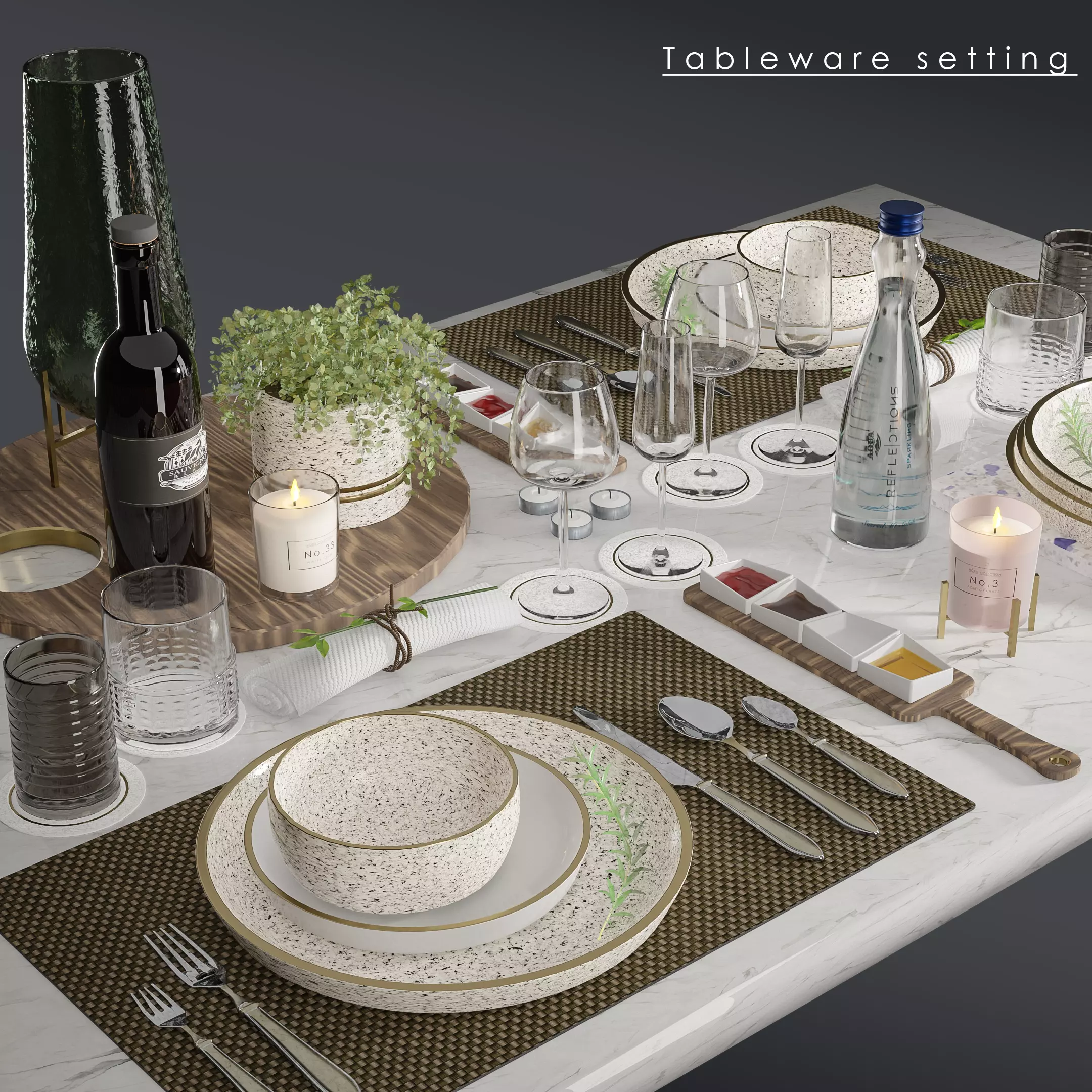 Free Tableware Decor 3D Free low-poly 3D model_0