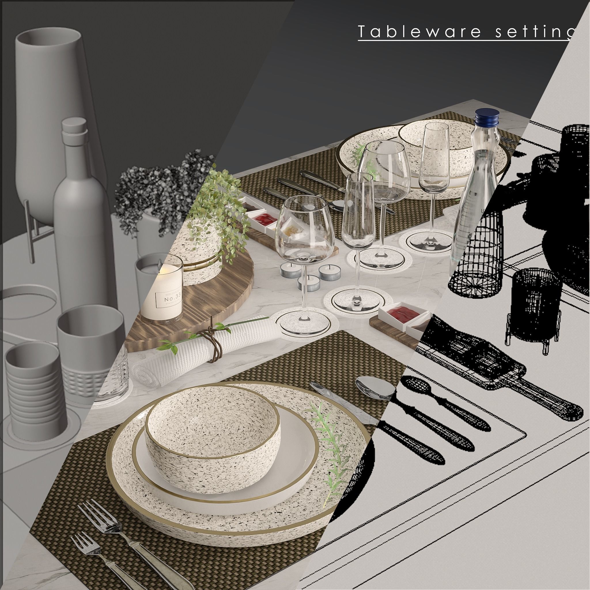 Free Tableware Decor 3D Free low-poly 3D model_1