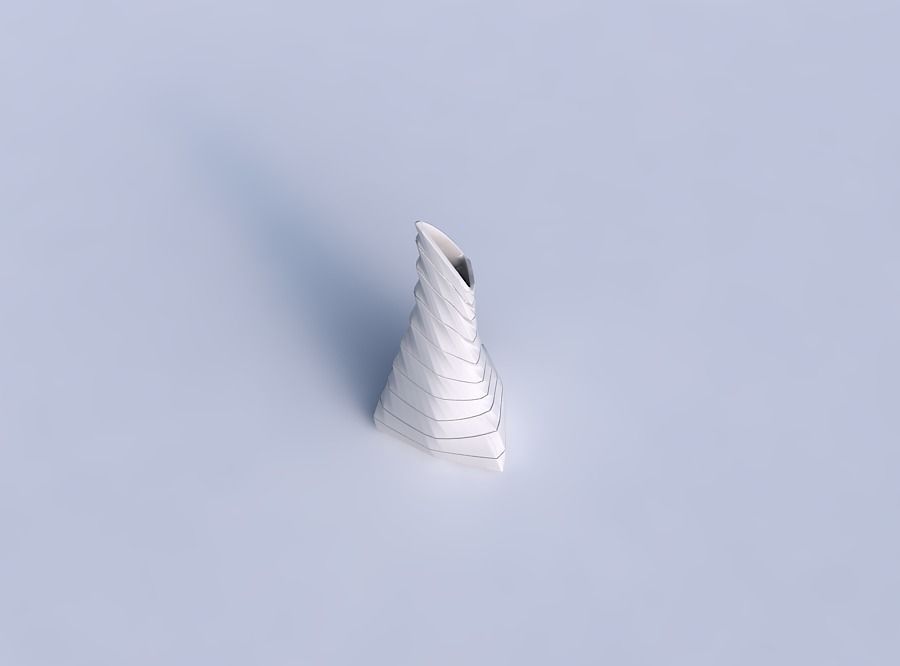 Vase grounded tipping triangle with horizontal dents and twis... 3D print model_1