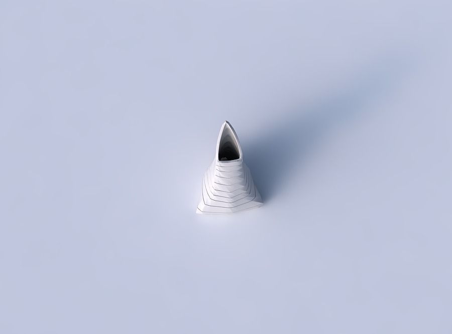 Vase grounded tipping triangle with horizontal dents and twis... 3D print model_2