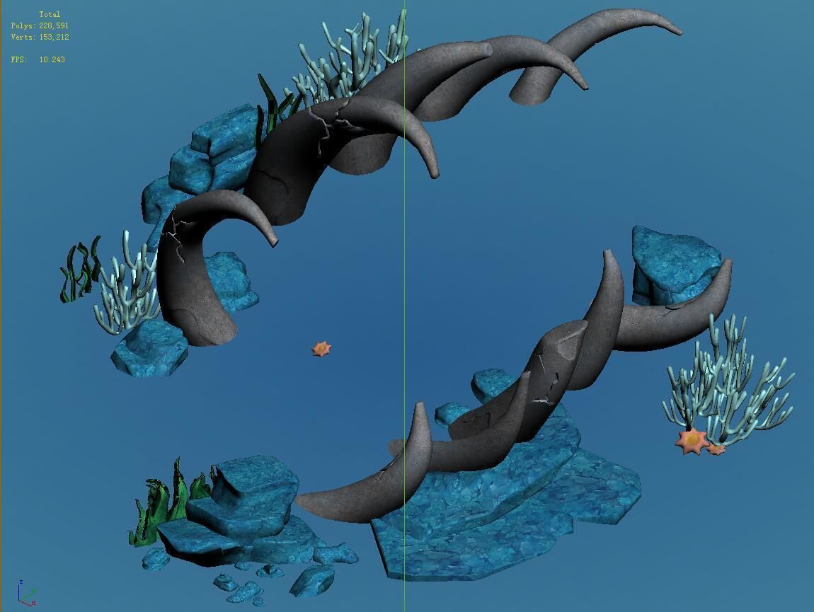 Cartoon Underwater City - Bend Bite Road 3D model_2