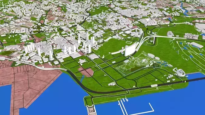 Johor with Singapore City 3d model