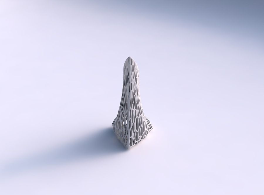 Vase grounded tipping triangle with organic lattice and twist... 3D print model_0